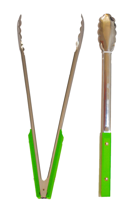 Stainless Steel 40cm Green Handle Braai Tongs