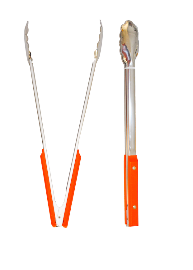 Stainless Steel 40cm Orange Handle Braai Tongs