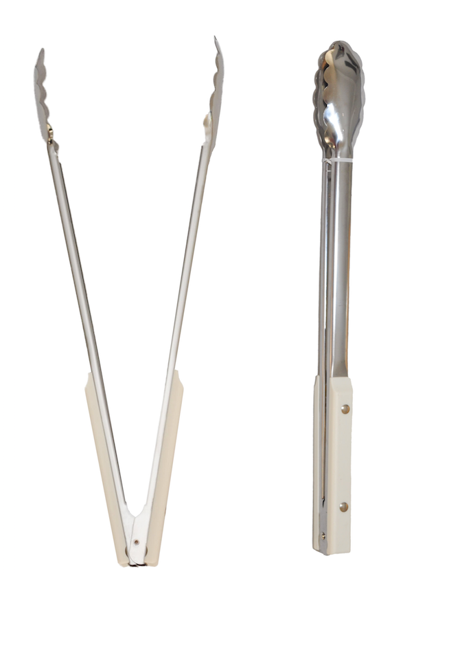 Stainless Steel 40cm White Handle Tong