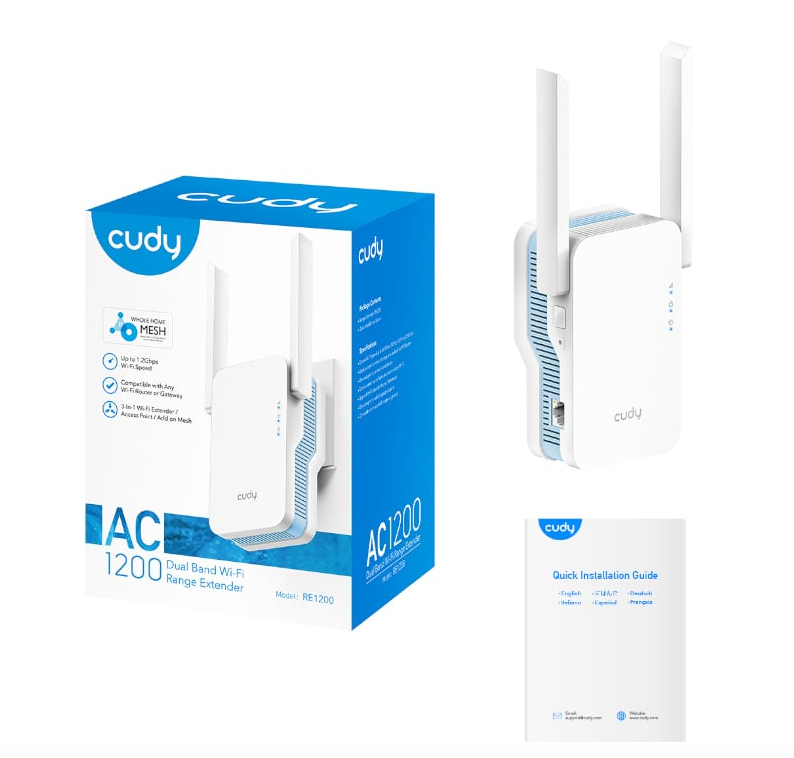 Cudy AC1200 WiFi Range Extender | Wall Plug