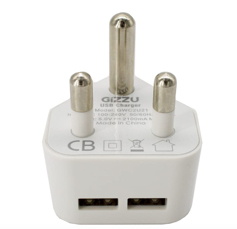 GIZZU Double USB 3 Prong Wall Charger