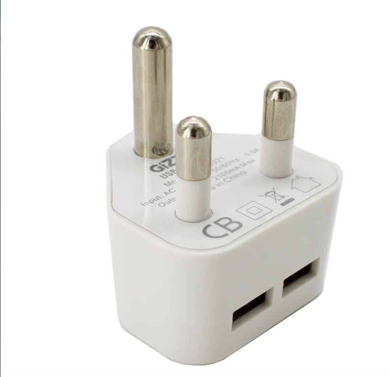GIZZU Double USB 3 Prong Wall Charger