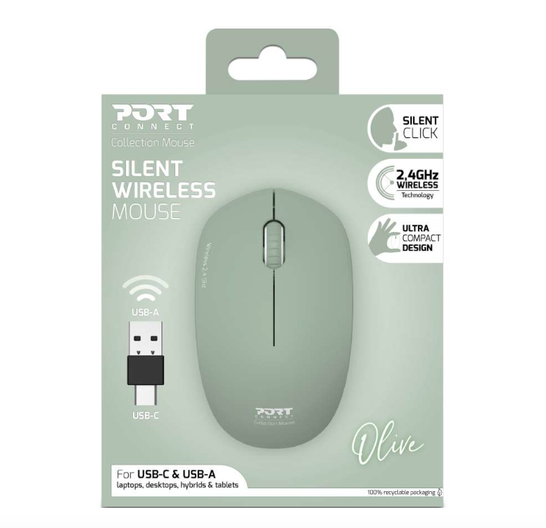 Port Connect MOUSE COLLECTION II WIRELESS Olive