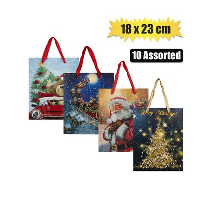 10 x Christmas Gift Bags 18cm X 23cm