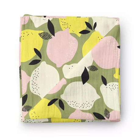 JenJen's Bamboo & Cotton Swaddle Blanket - Lemons - Quikstix