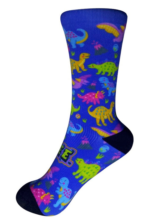 Stikee Dinosaur Socks - Blue - Quikstix
