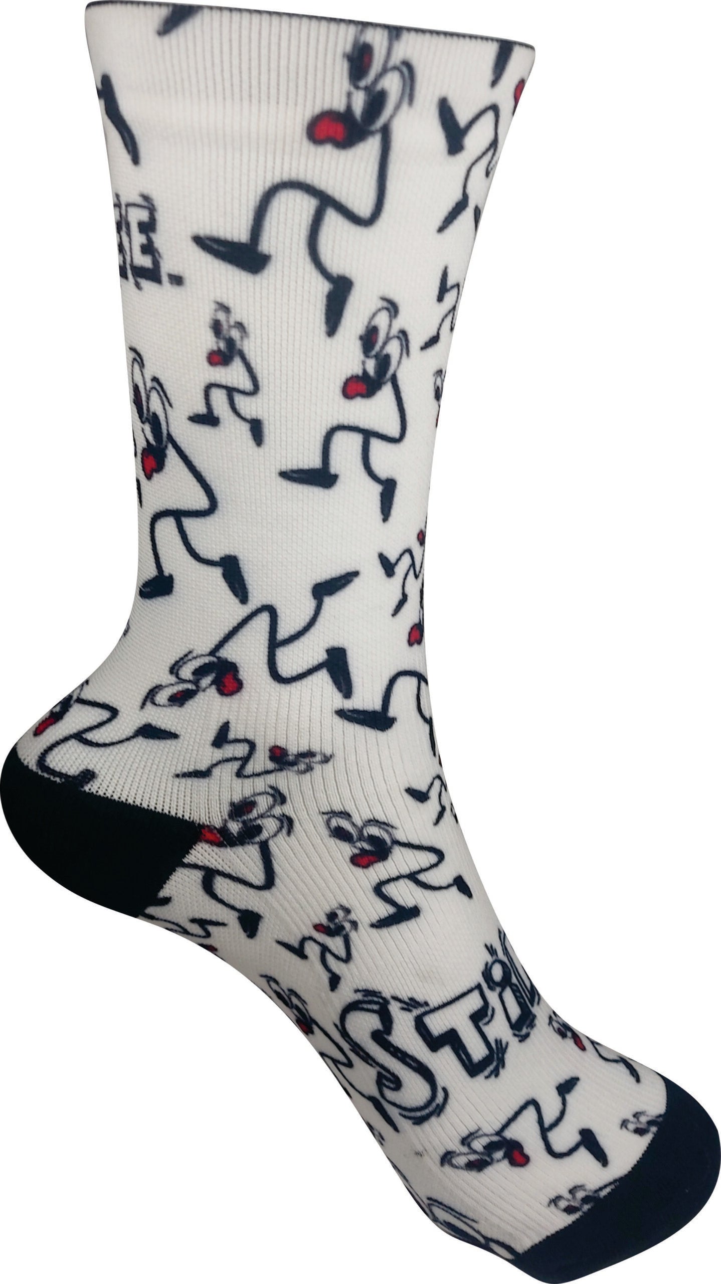 Stikee White Sock - black stick logo - Quikstix