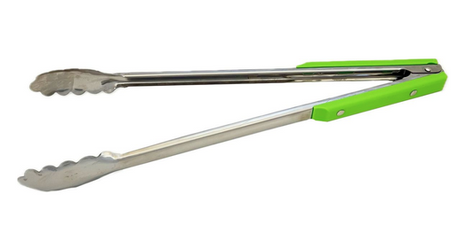 Stainless Steel 40cm Green Handle Braai Tongs