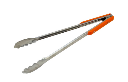 Stainless Steel 40cm Orange Handle Braai Tongs