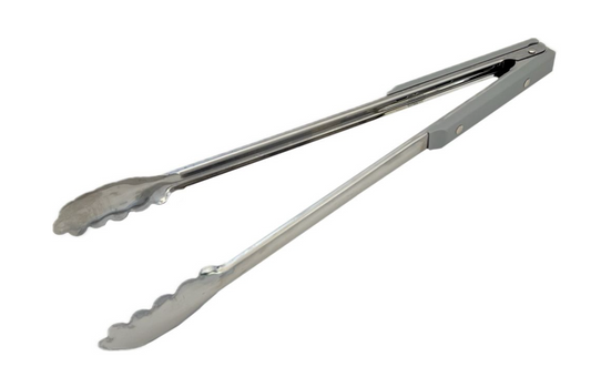 Stainless Steel 40cm Grey Handle Braai Tongs