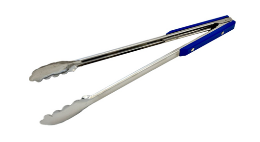 Stainless Steel 40cm Royal Blue Handle Braai Tongs