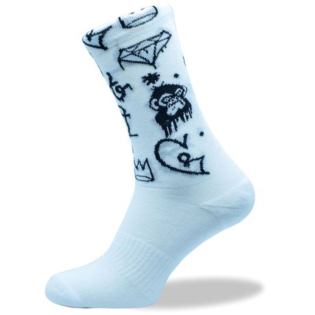 Graffiti White Grumpy Monkey Sock