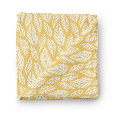 JenJen Bamboo&Cotton Swaddle Blanket-Mustard Leaves - Quikstix