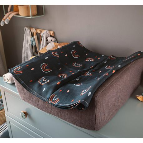JenJen's Bamboo & Swaddle Blanket - Dark Rainy Rainbow - Quikstix
